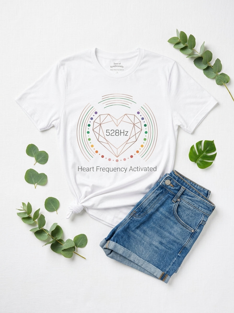 528Hz Heart Frequency Activation Shirt - Energy Healing Chakra Tee