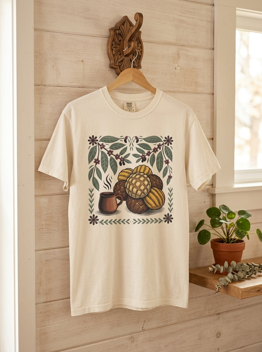 Mexican American Heritage Shirt - Café y Pan Dulce Folk Art Tee