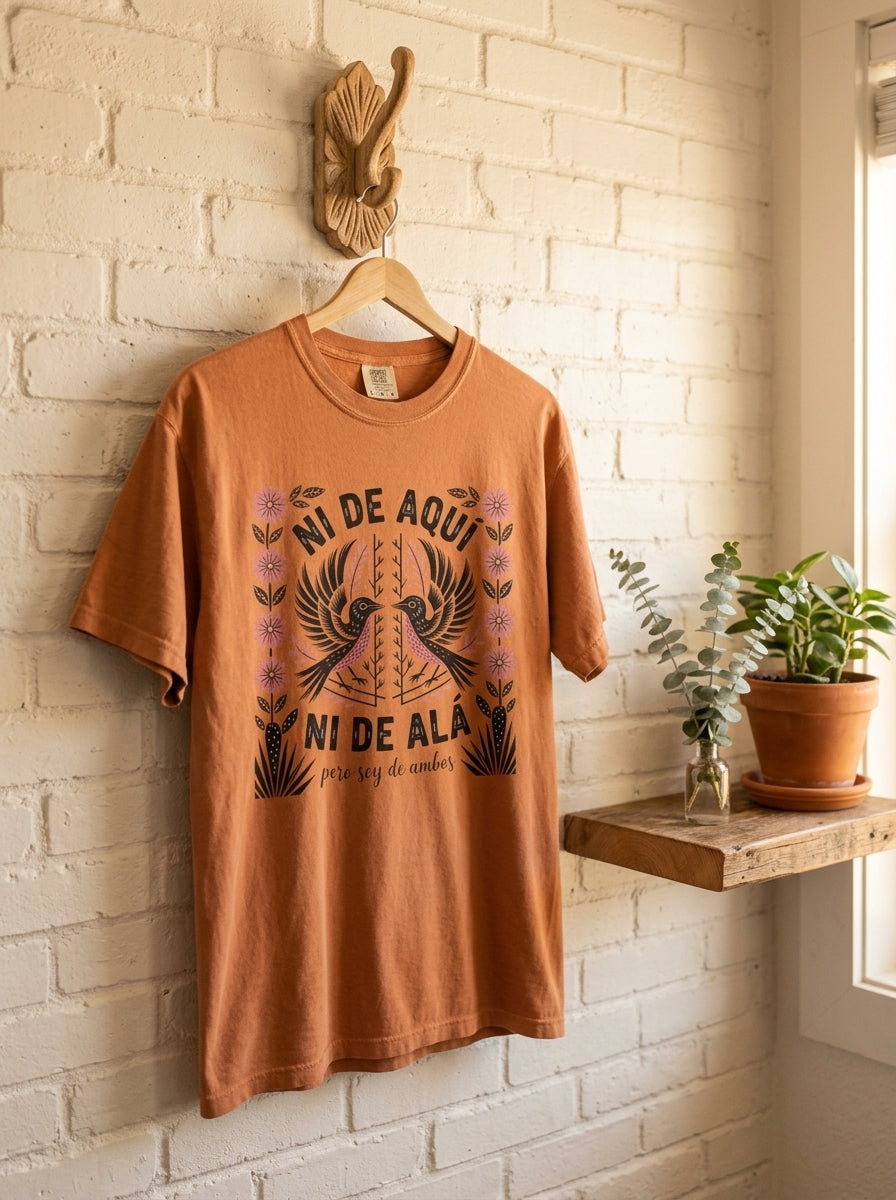 Ni De Aqui Ni De Alla Shirt - Mexican American Identity Pride Tee Gift