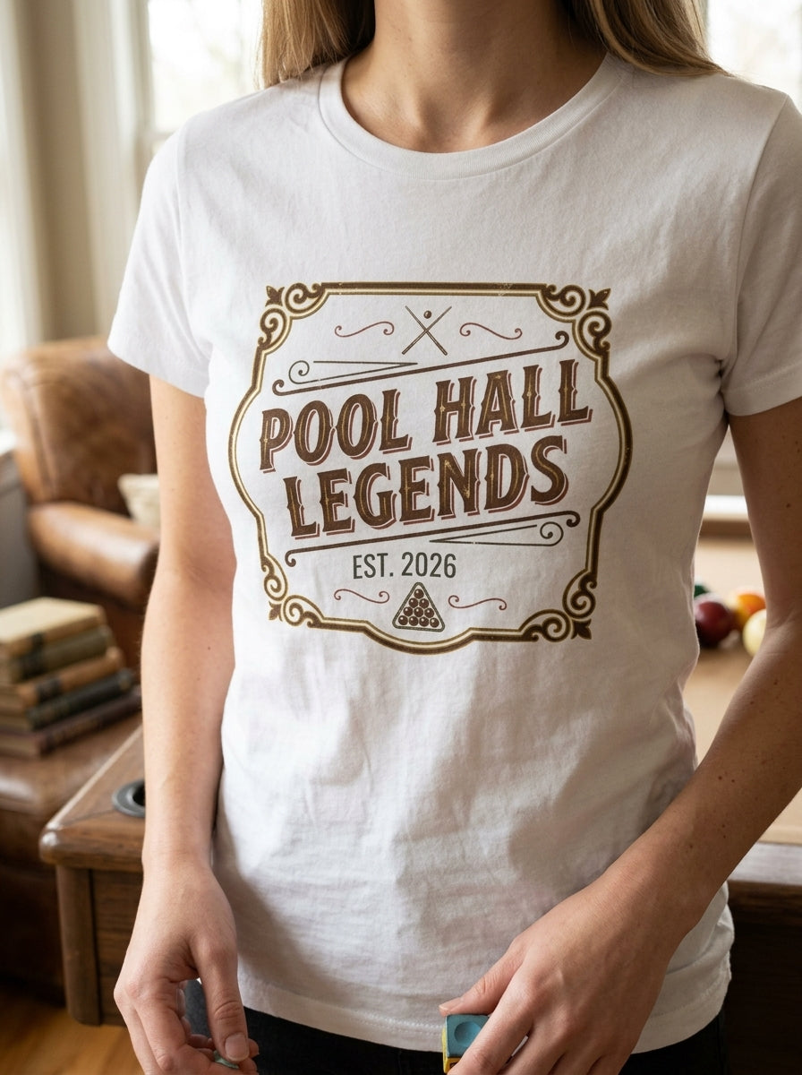 Women's Pool Hall Legends Vintage Billiards T-Shirt - Classic Player Tee