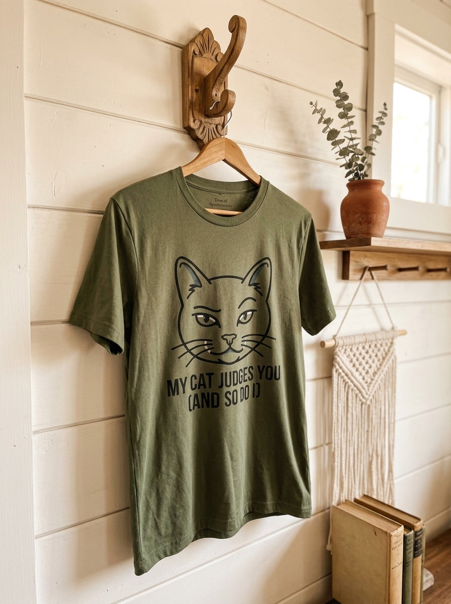 My Cat Judges You T-Shirt - Funny Cat Lover Graphic Tee Gift