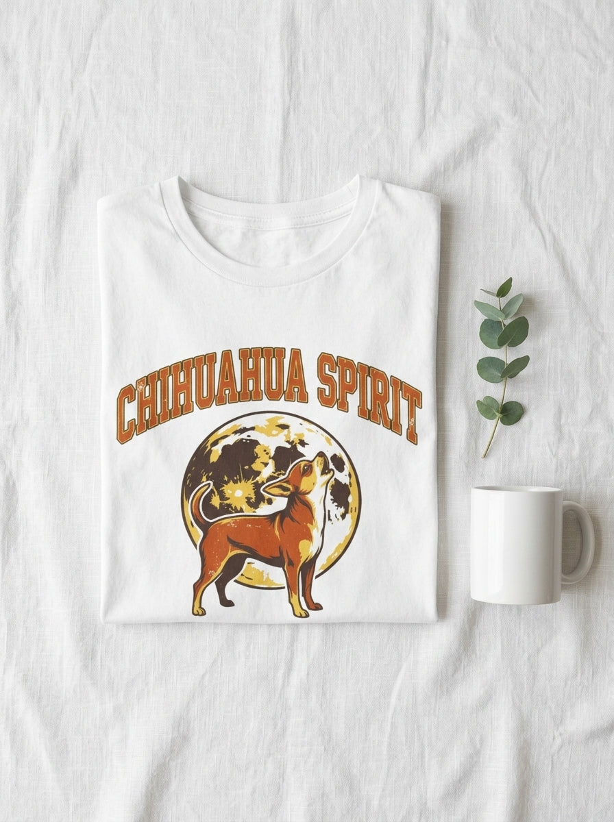 Chihuahua Howling Moon Vintage T-Shirt - Retro 90s Dog Graphic Tee