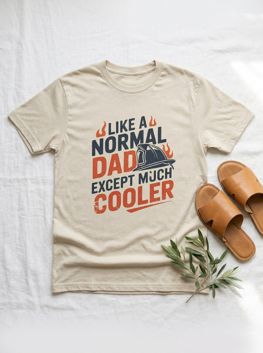 Firefighter Dad Shirt - Much Cooler Than Normal Dad Funny Gift Tee