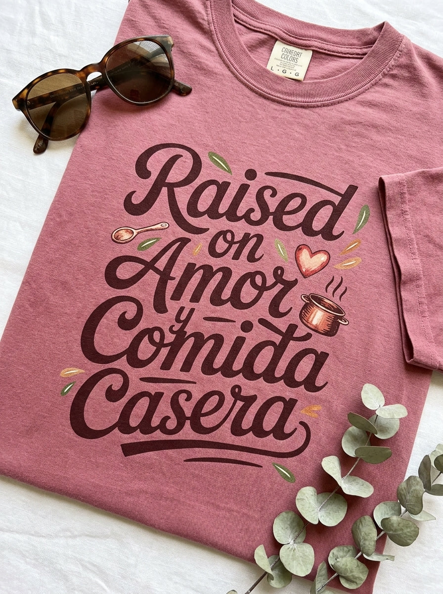 Raised on Amor Shirt - Mexican Family Tee - Heritage Love Design
