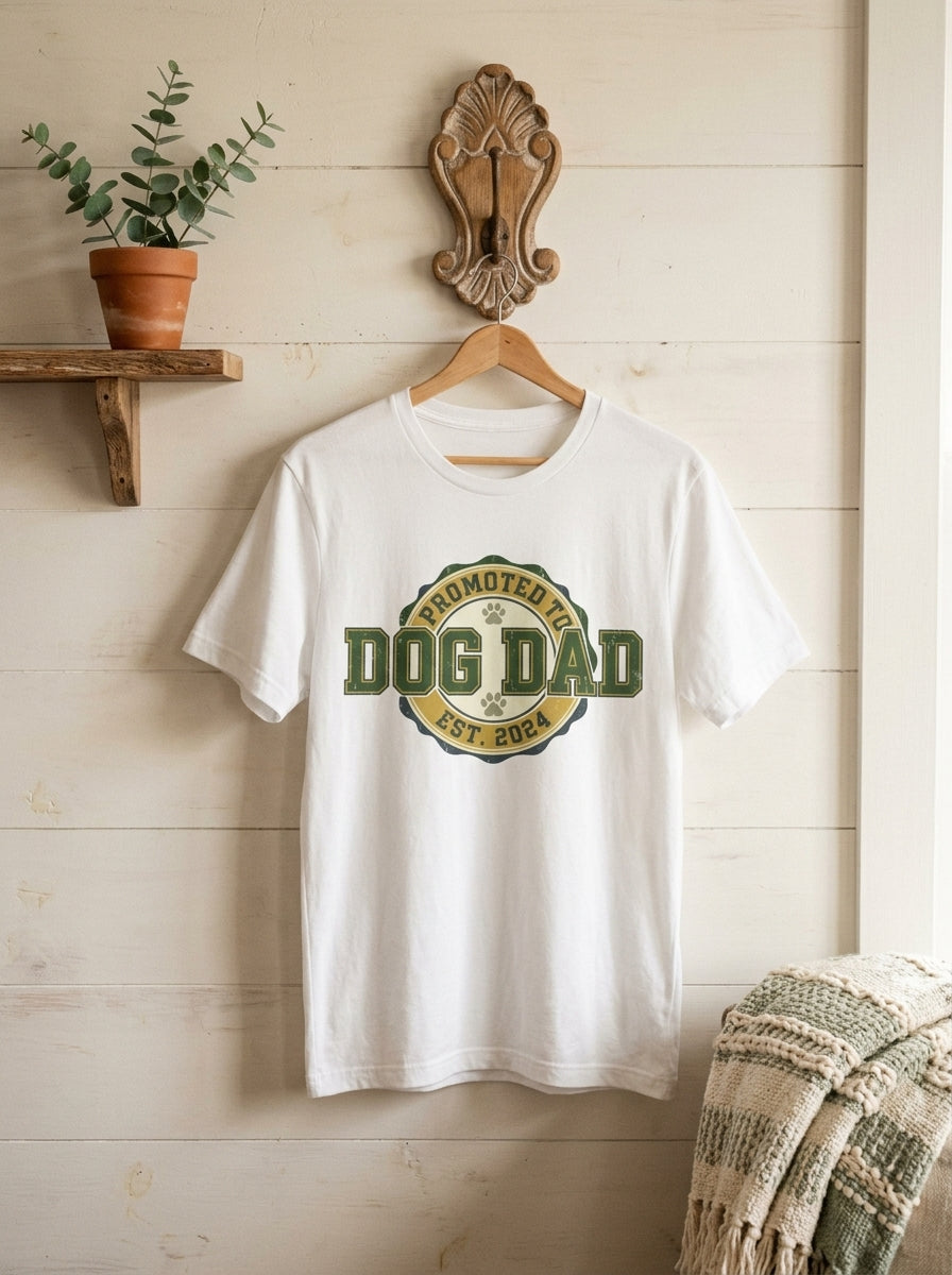 Dog Dad Shirt - Promoted to Dog Dad Vintage Tee Gift for New Pet Parent