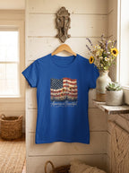 Women's America the Beautiful Shirt Vintage Flag Wildflowers