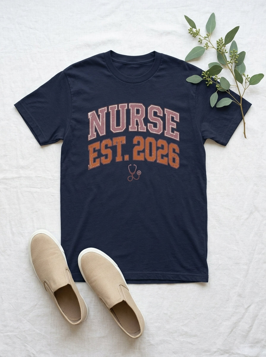 Nurse Est. 2026 Shirt - Nursing School Graduation Gift RN Graduate Tee