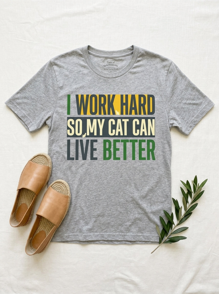 I Work Hard So My Cat Can Live Better Shirt - Funny Cat Parent Tee