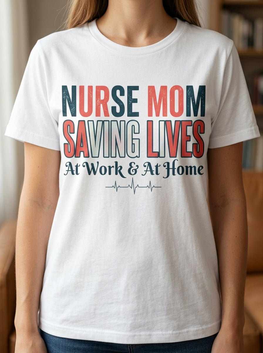 Nurse Mom Saving Lives T-Shirt - Medical Professional Mother's Day Gift