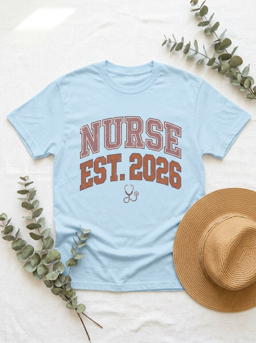 Nurse Est. 2026 Shirt - Nursing School Graduation Gift RN Graduate Tee