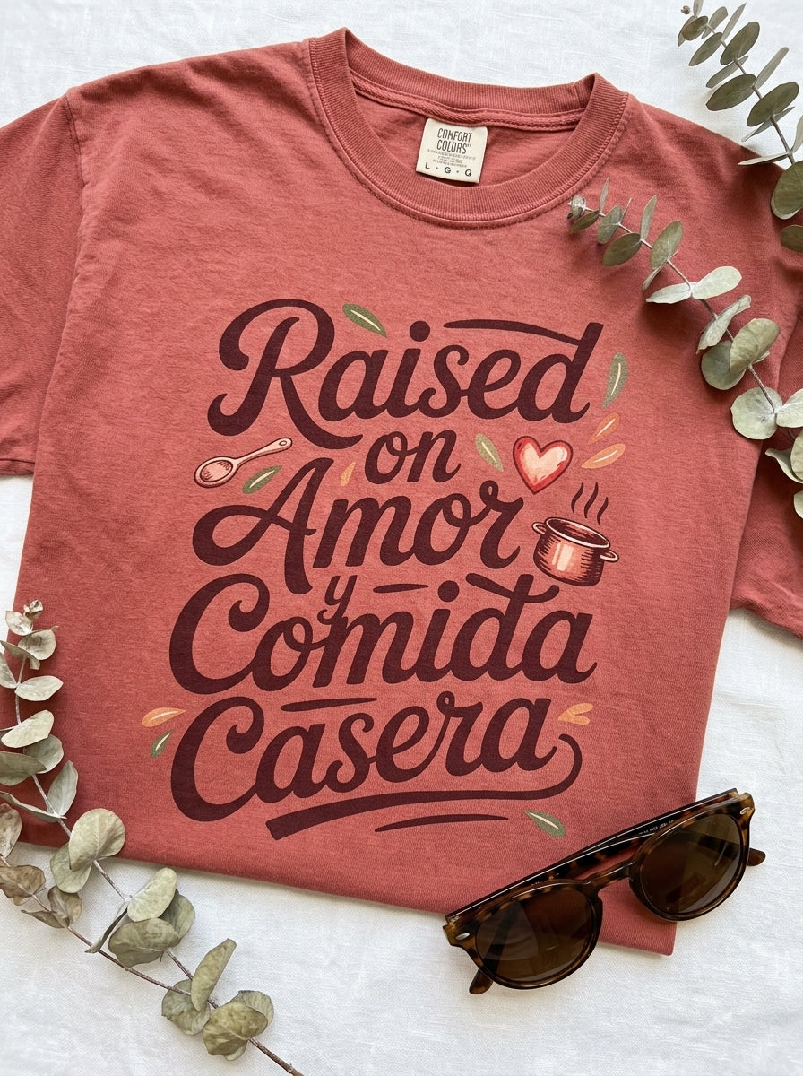 Raised on Amor Shirt - Mexican Family Tee - Heritage Love Design