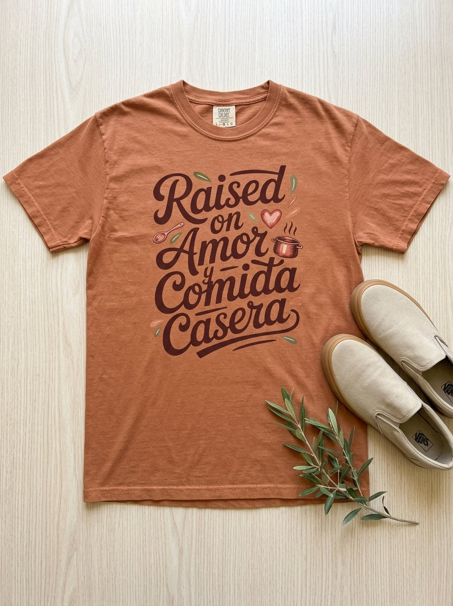 Raised on Amor Shirt - Mexican Family Tee - Heritage Love Design