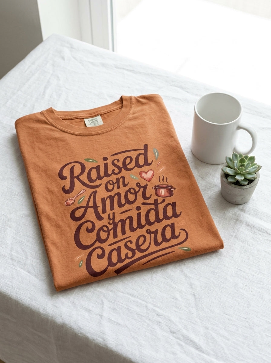 Raised on Amor Shirt - Mexican Family Tee - Heritage Love Design