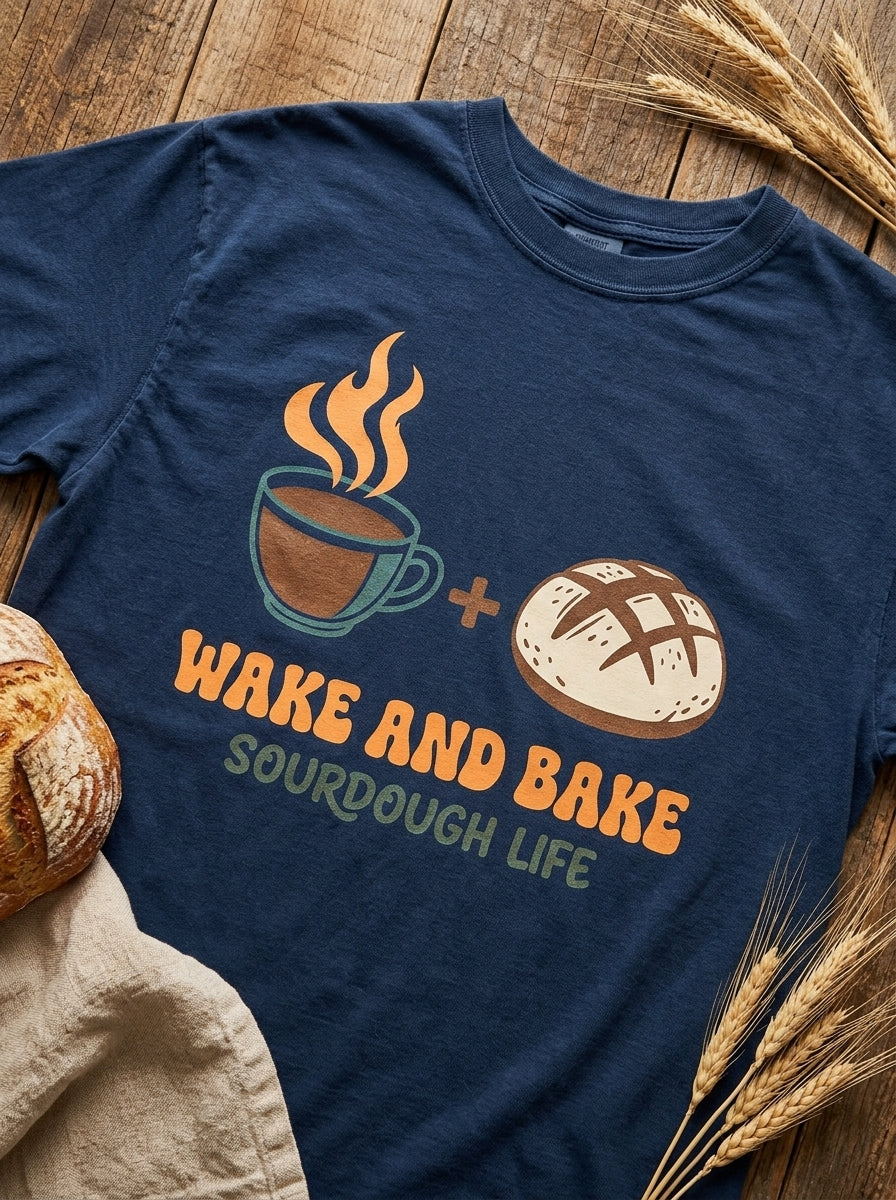 Wake and Bake Sourdough Shirt - Funny Bread Baker Coffee T-Shirt