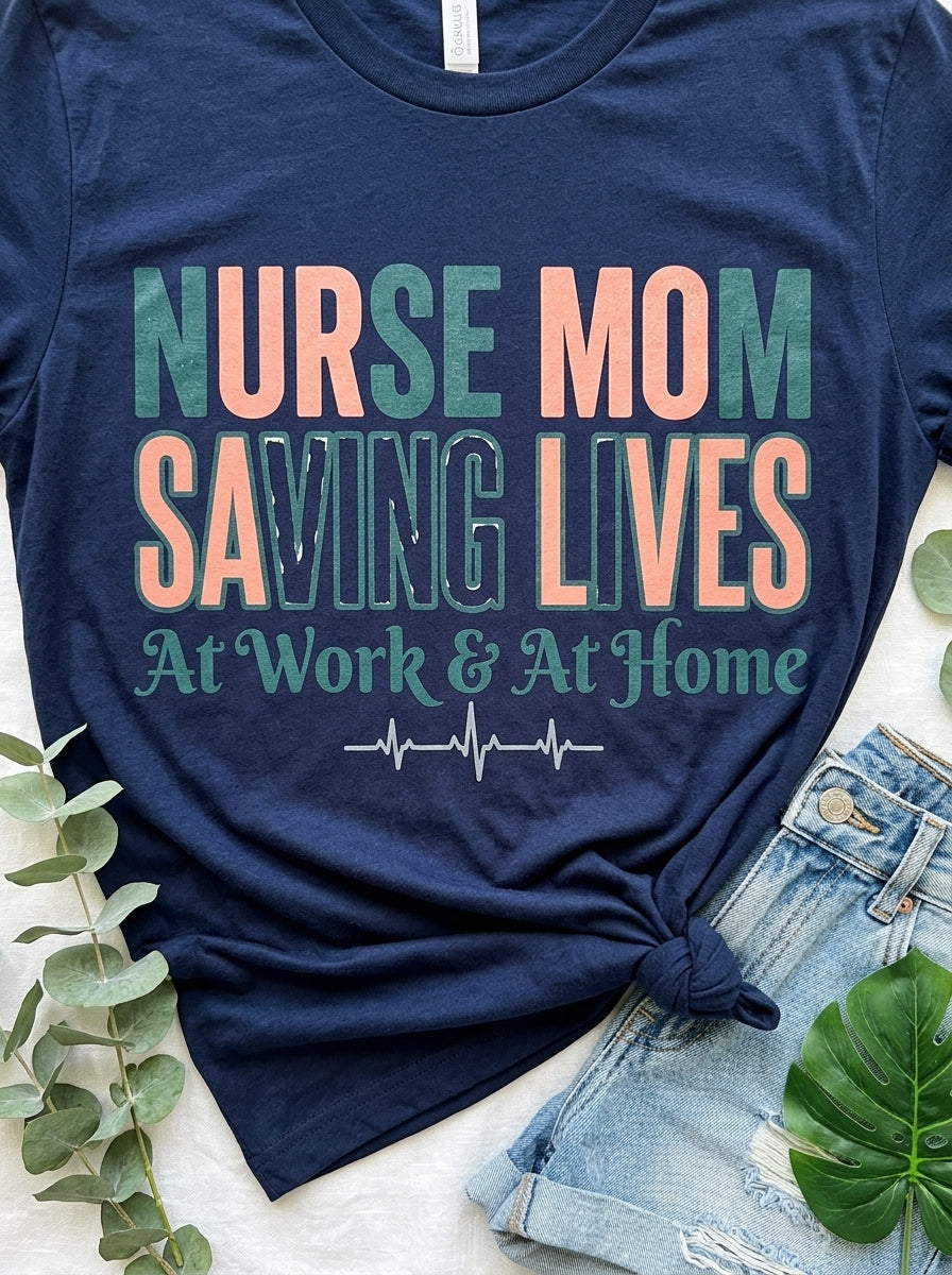 Nurse Mom Saving Lives T-Shirt - Medical Professional Mother's Day Gift