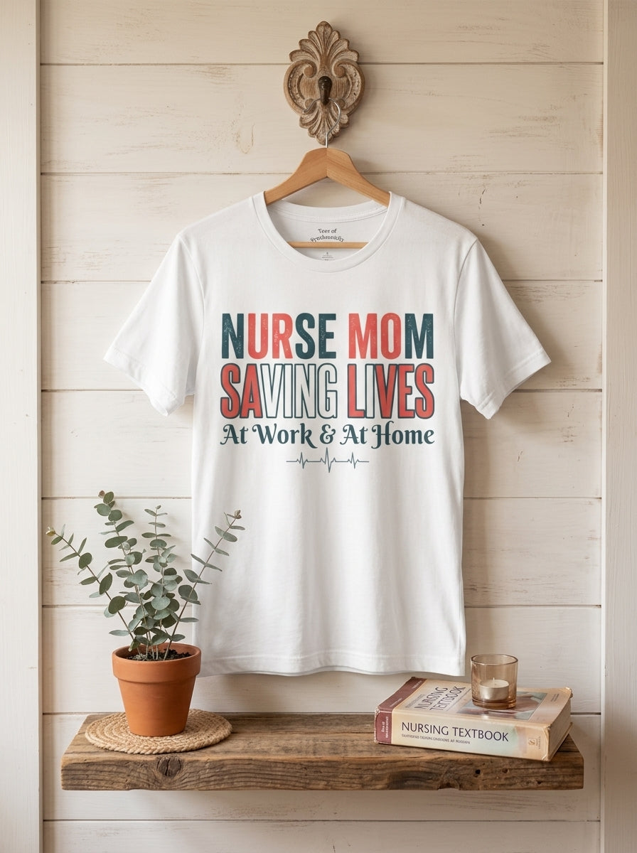 Nurse Mom Saving Lives T-Shirt - Medical Professional Mother's Day Gift