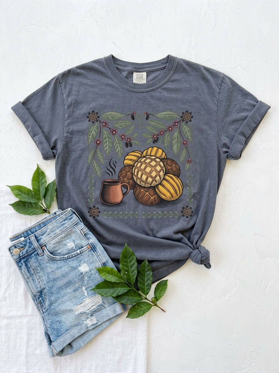 Mexican American Heritage Shirt - Café y Pan Dulce Folk Art Tee