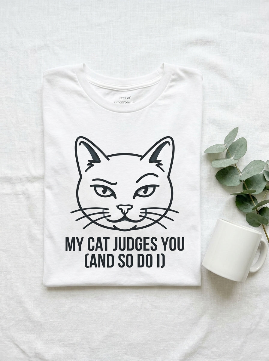 My Cat Judges You T-Shirt - Funny Cat Lover Graphic Tee Gift