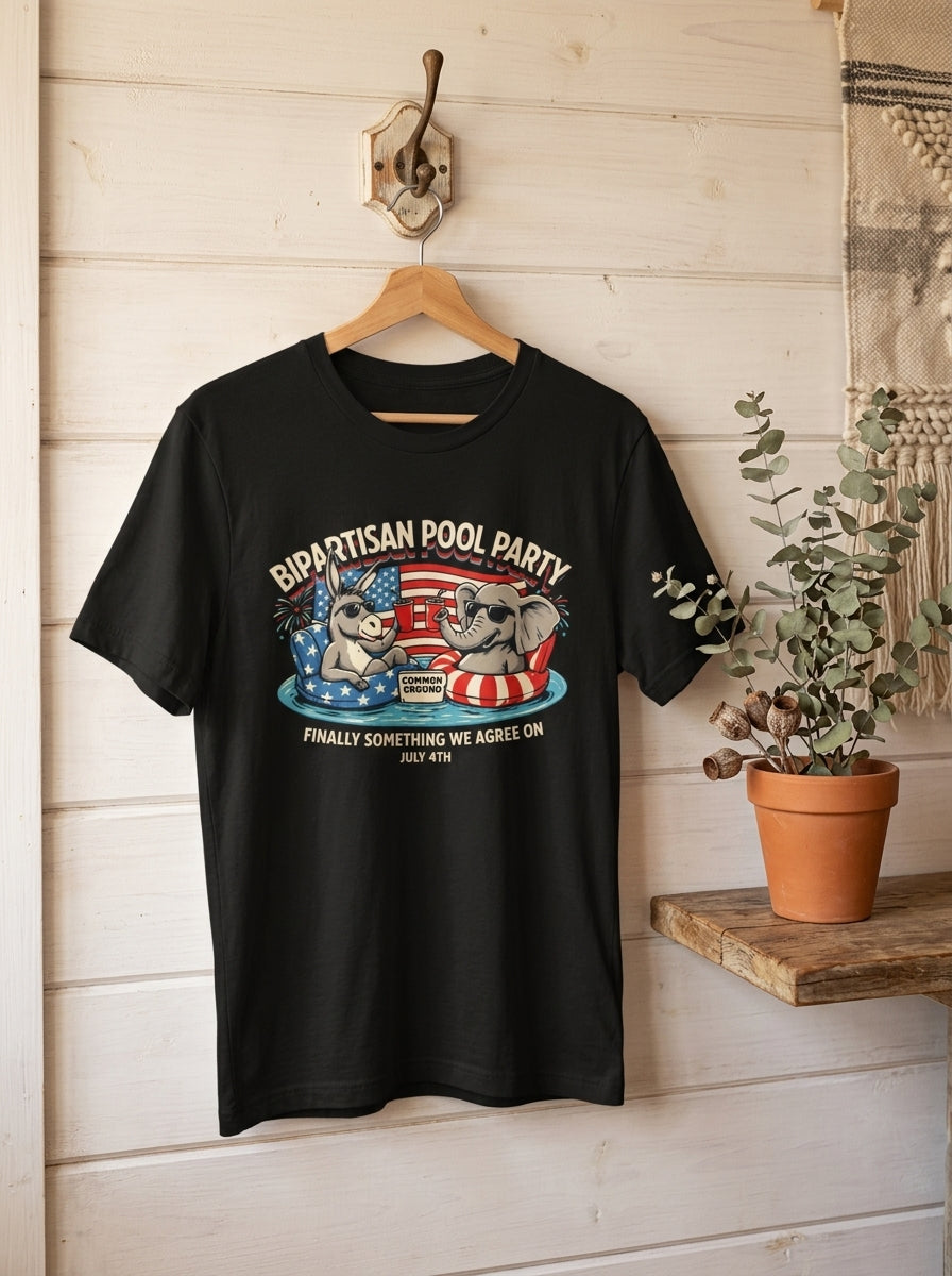 Bipartisan Pool Party 4th of July Funny Political Tee