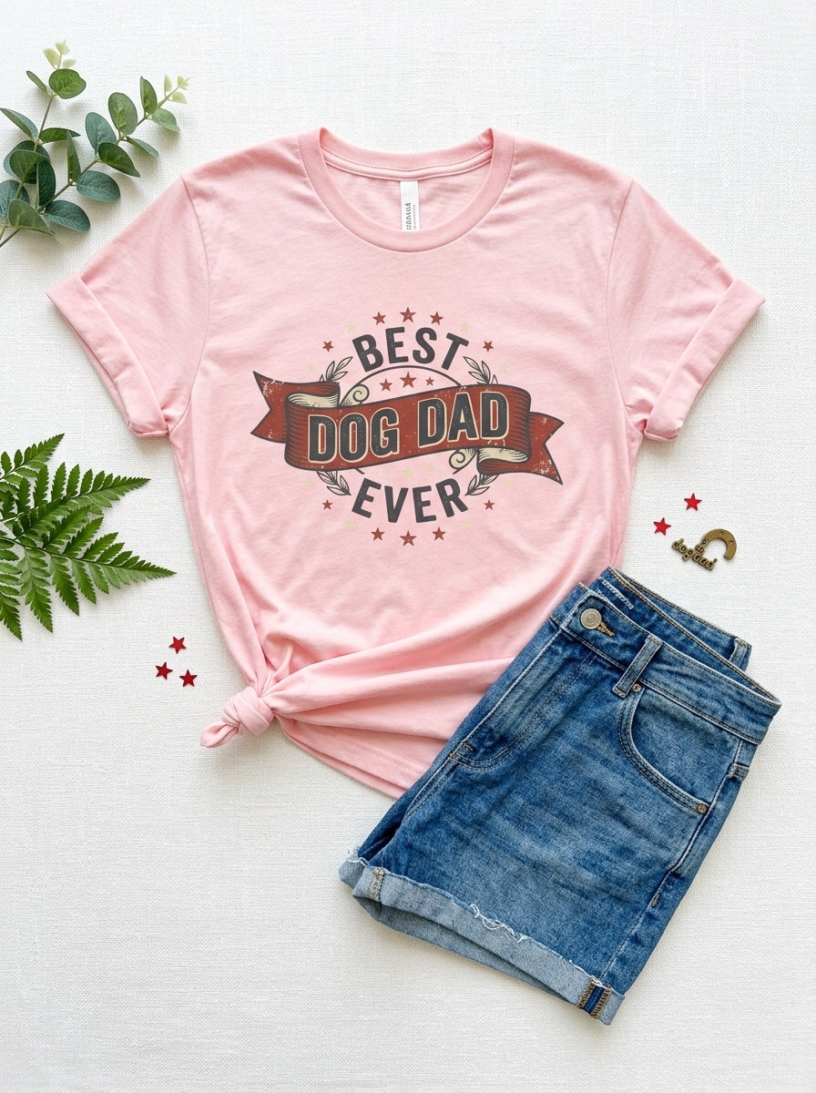 Best Dog Dad Ever Shirt - Vintage Dog Father Gift Tee for Pet Parents