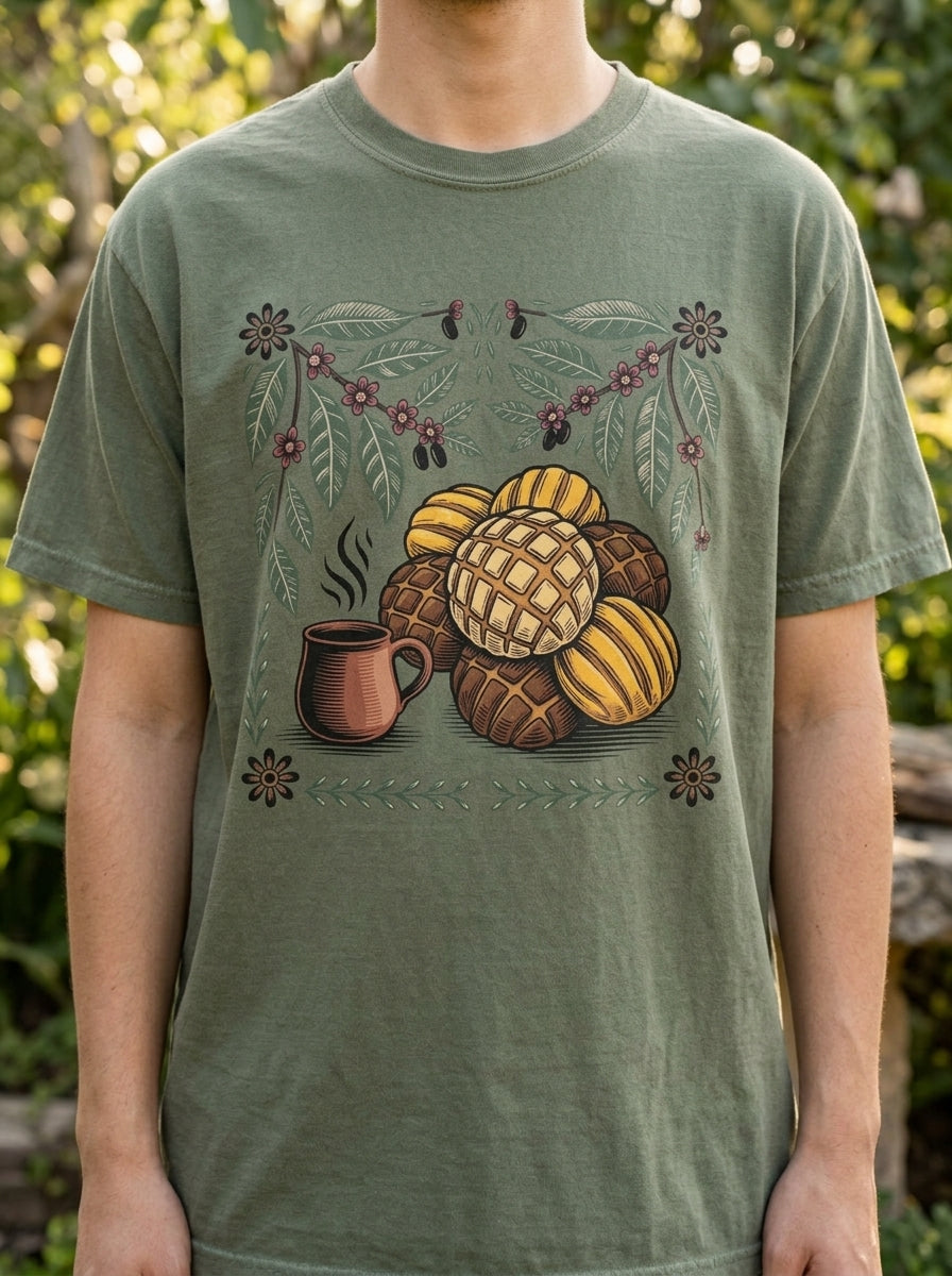 Mexican American Heritage Shirt - Café y Pan Dulce Folk Art Tee