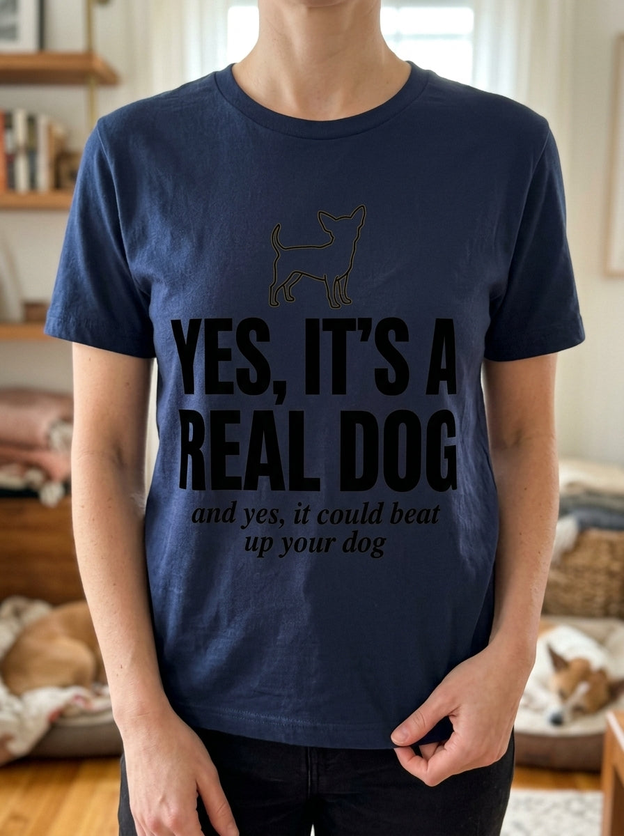 Yes It's a Real Dog Chihuahua Shirt - Funny Defensive Owner Tee
