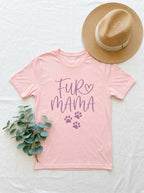 Fur Mama Shirt - Sweet Dog Mom Tee with Heart and Paw Print Design