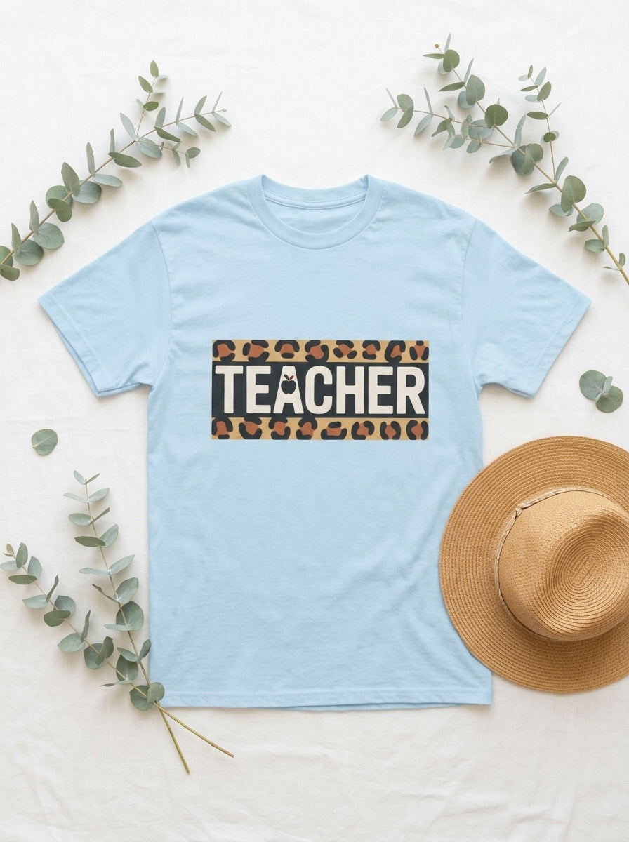 Leopard Teacher Shirt, Trendy Teacher Tee, Stylish Educator Gift