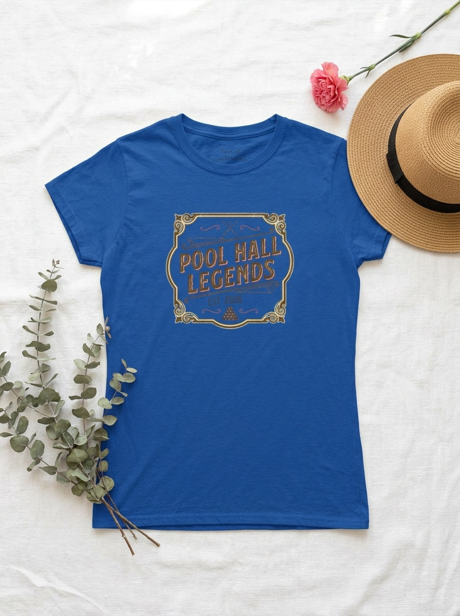 Women's Pool Hall Legends Vintage Billiards T-Shirt - Classic Player Tee