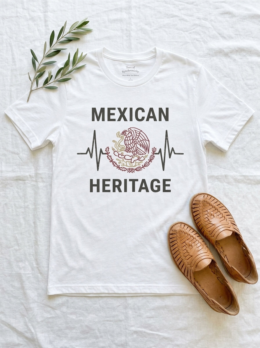 Mexican Heritage Heartbeat Shirt - Águila Eagle Pride Pulse Graphic Tee