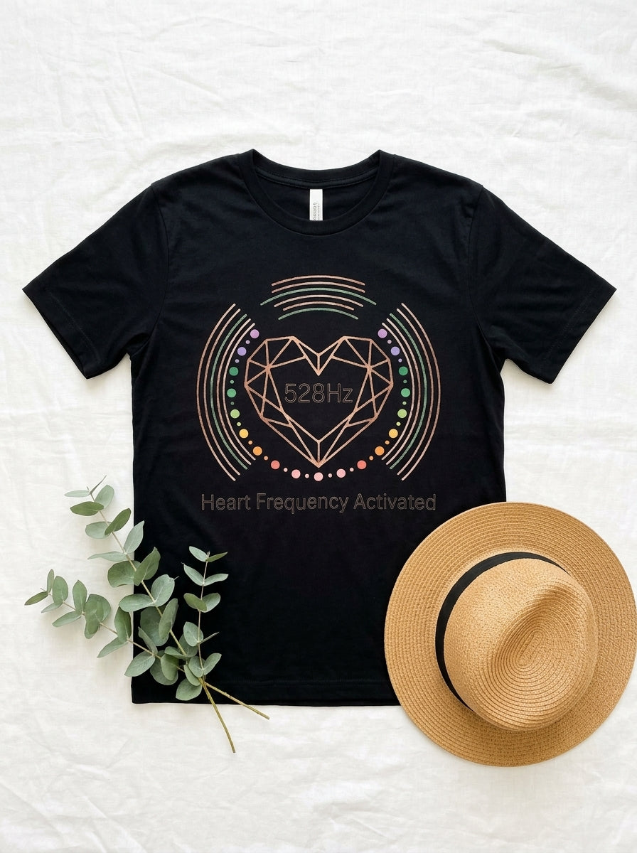 528Hz Heart Frequency Activation Shirt - Energy Healing Chakra Tee