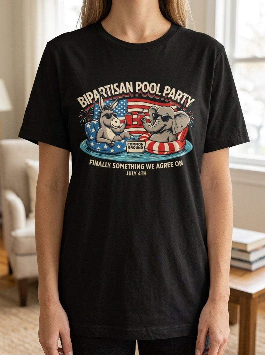 Bipartisan Pool Party 4th of July Funny Political Tee