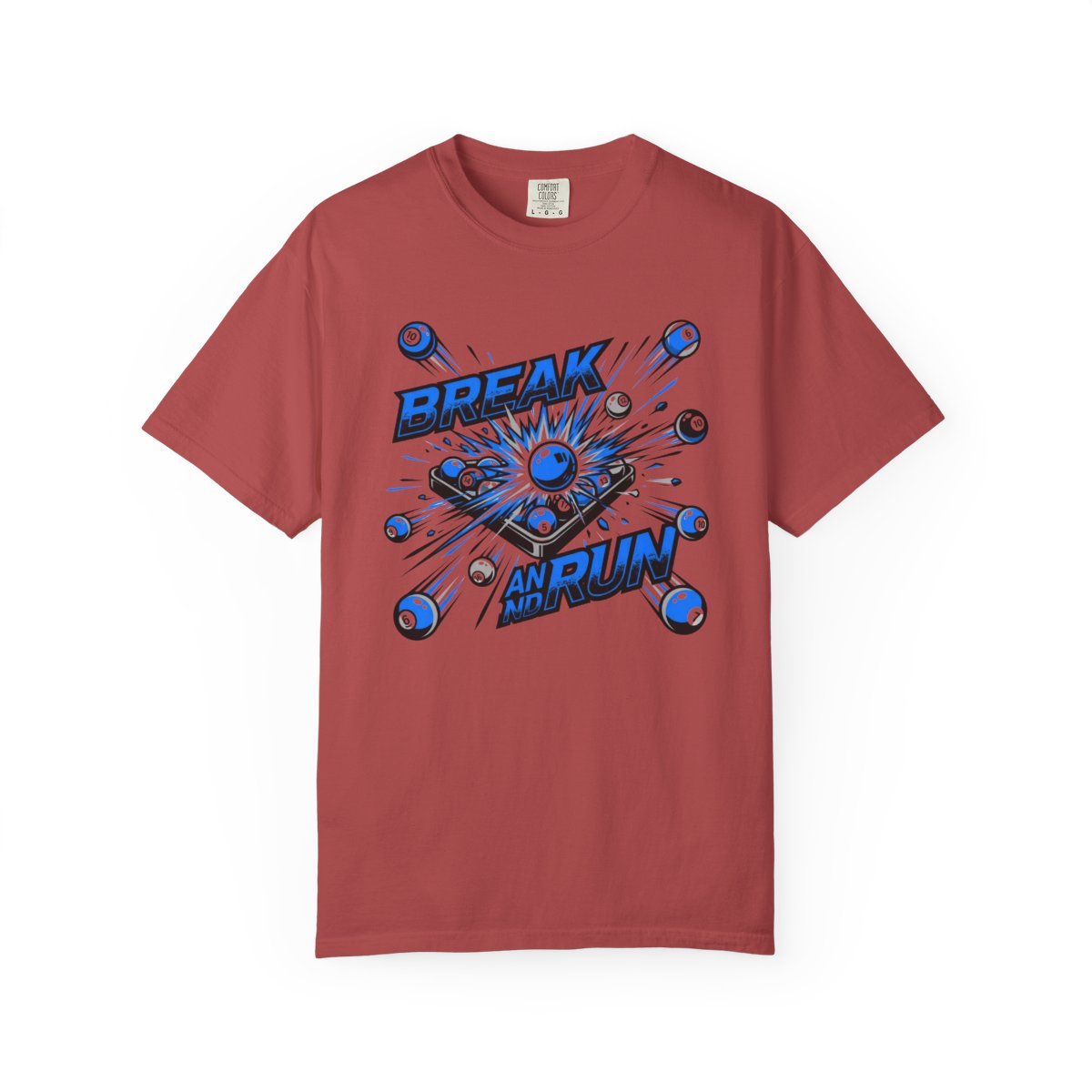 Break and Run Billiards T-Shirt - Pool P - Crimson