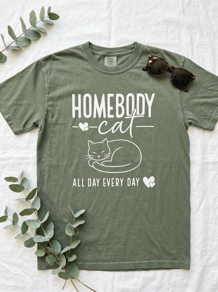 Homebody Cat All Day Every Day T-Shirt Cat Lover Gift