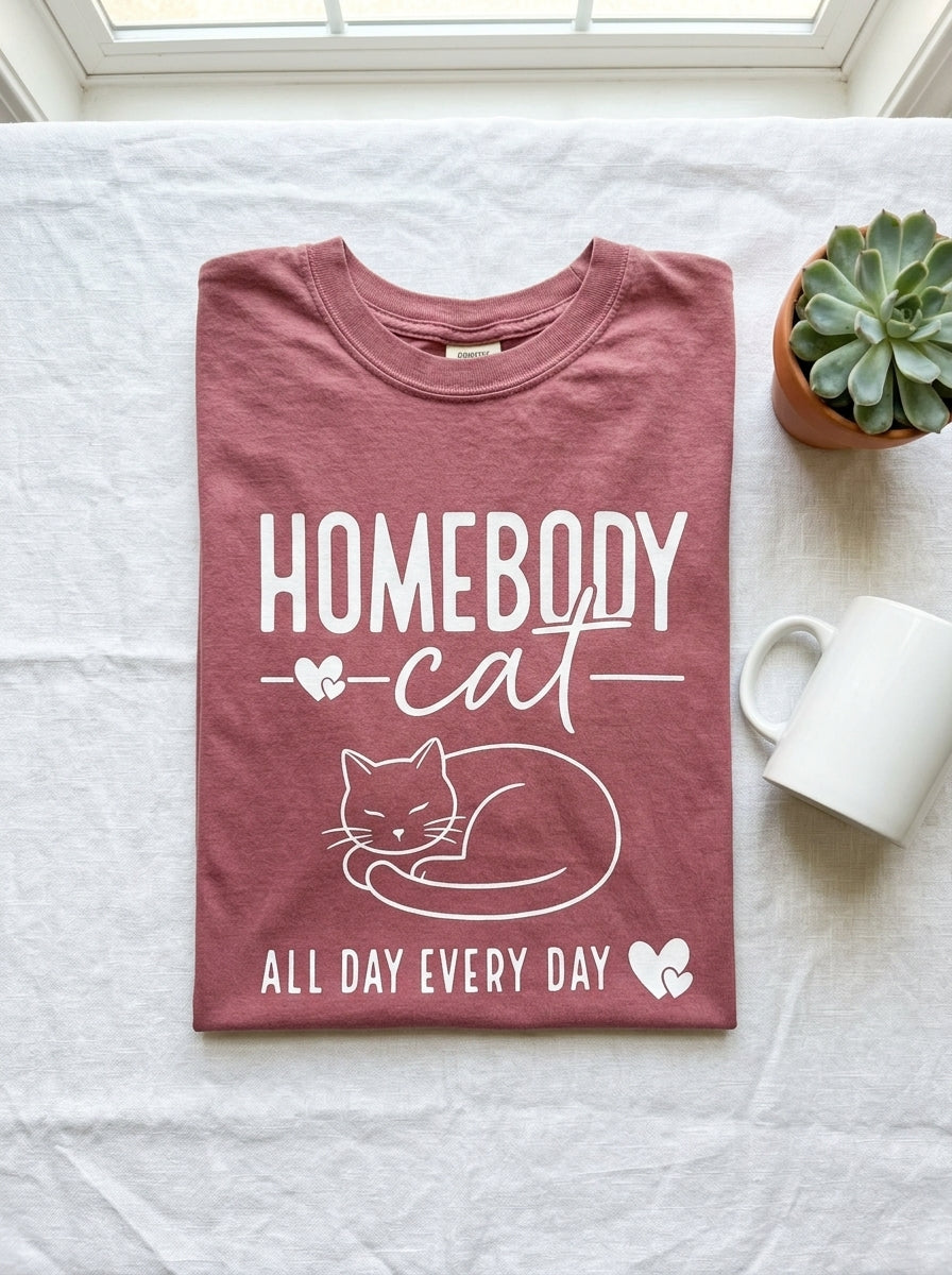 Homebody Cat All Day Every Day T-Shirt Cat Lover Gift