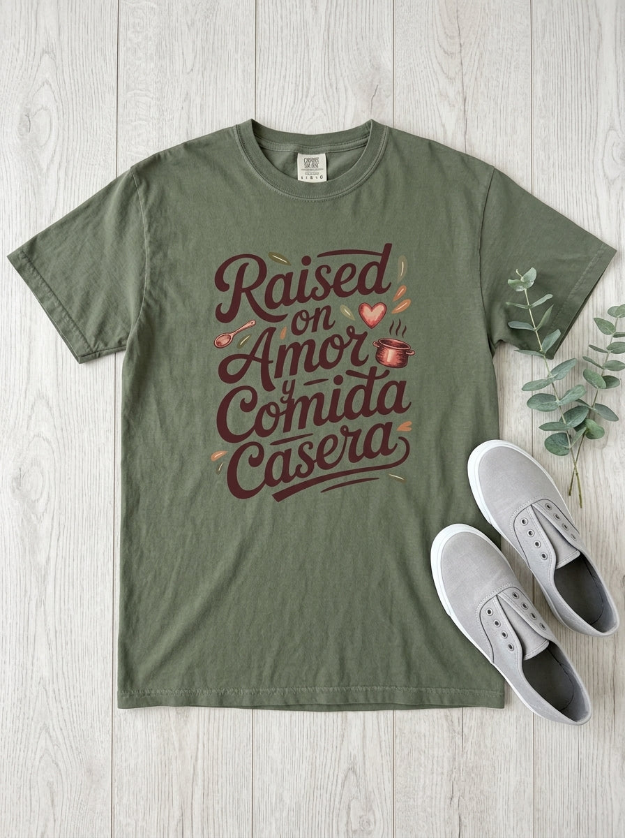 Raised on Amor Shirt - Mexican Family Tee - Heritage Love Design