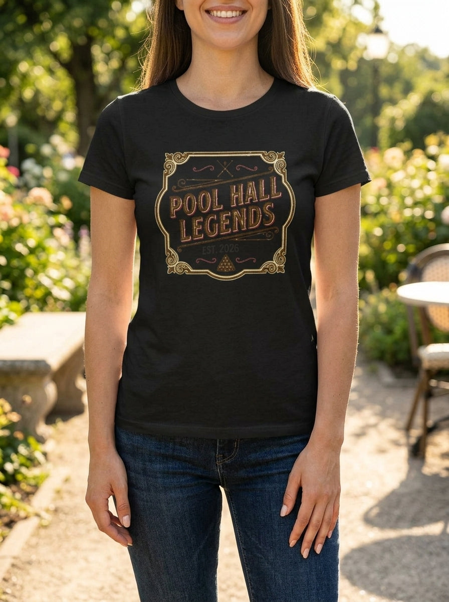 Women's Pool Hall Legends Vintage Billiards T-Shirt - Classic Player Tee