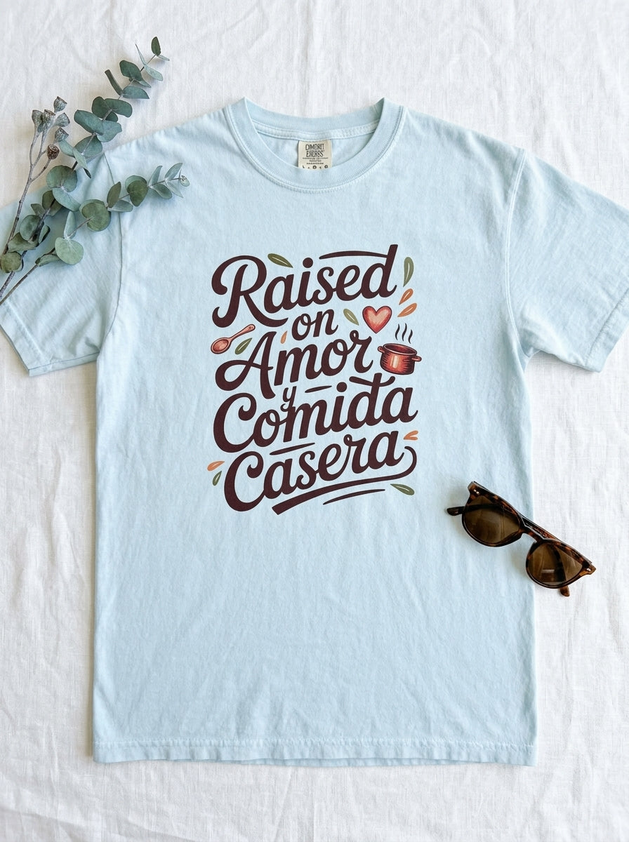 Raised on Amor Shirt - Mexican Family Tee - Heritage Love Design