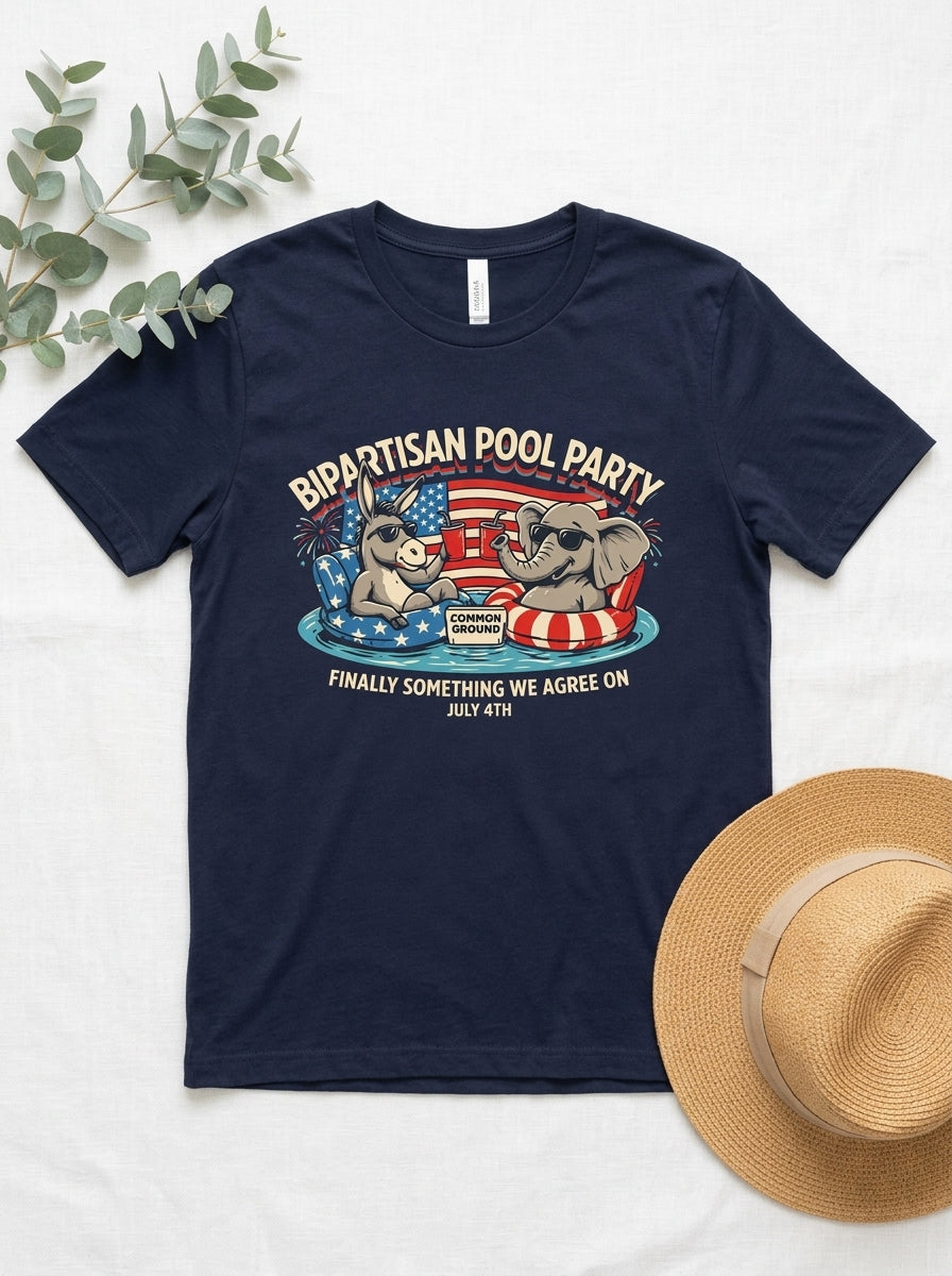 Bipartisan Pool Party 4th of July Funny Political Tee
