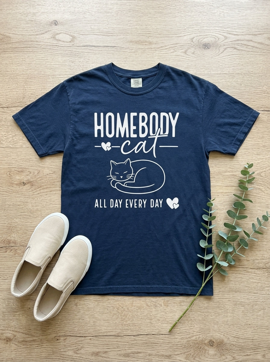 Homebody Cat All Day Every Day T-Shirt Cat Lover Gift