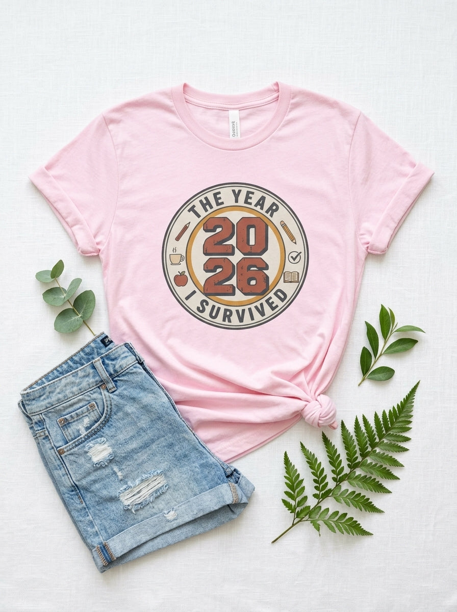 Teacher 2026 Shirt, Year I Survived Tee, Funny Teacher End of Year Gift