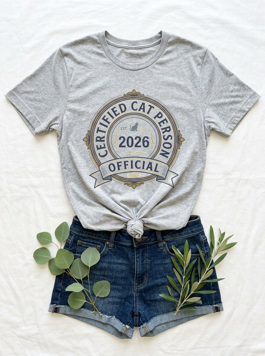 Certified Cat Person T-Shirt - Official Cat Lover Badge Design Tee