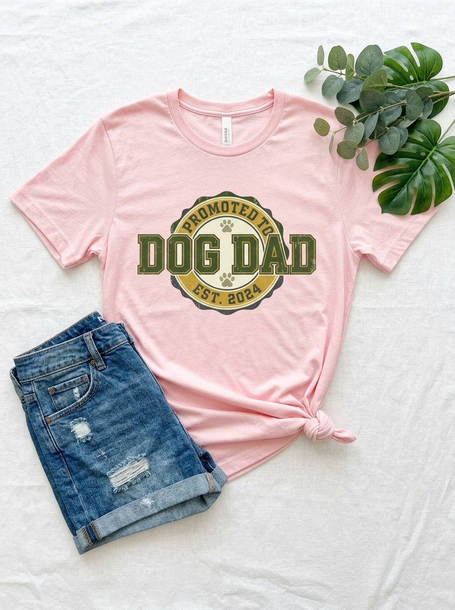 Dog Dad Shirt - Promoted to Dog Dad Vintage Tee Gift for New Pet Parent