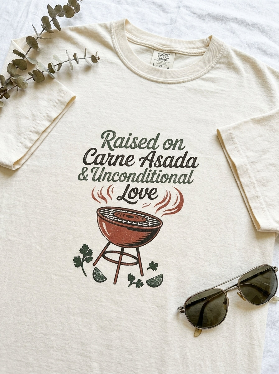 Raised on Carne Asada Mexican Family Shirt - Latino Heritage Gift Tee