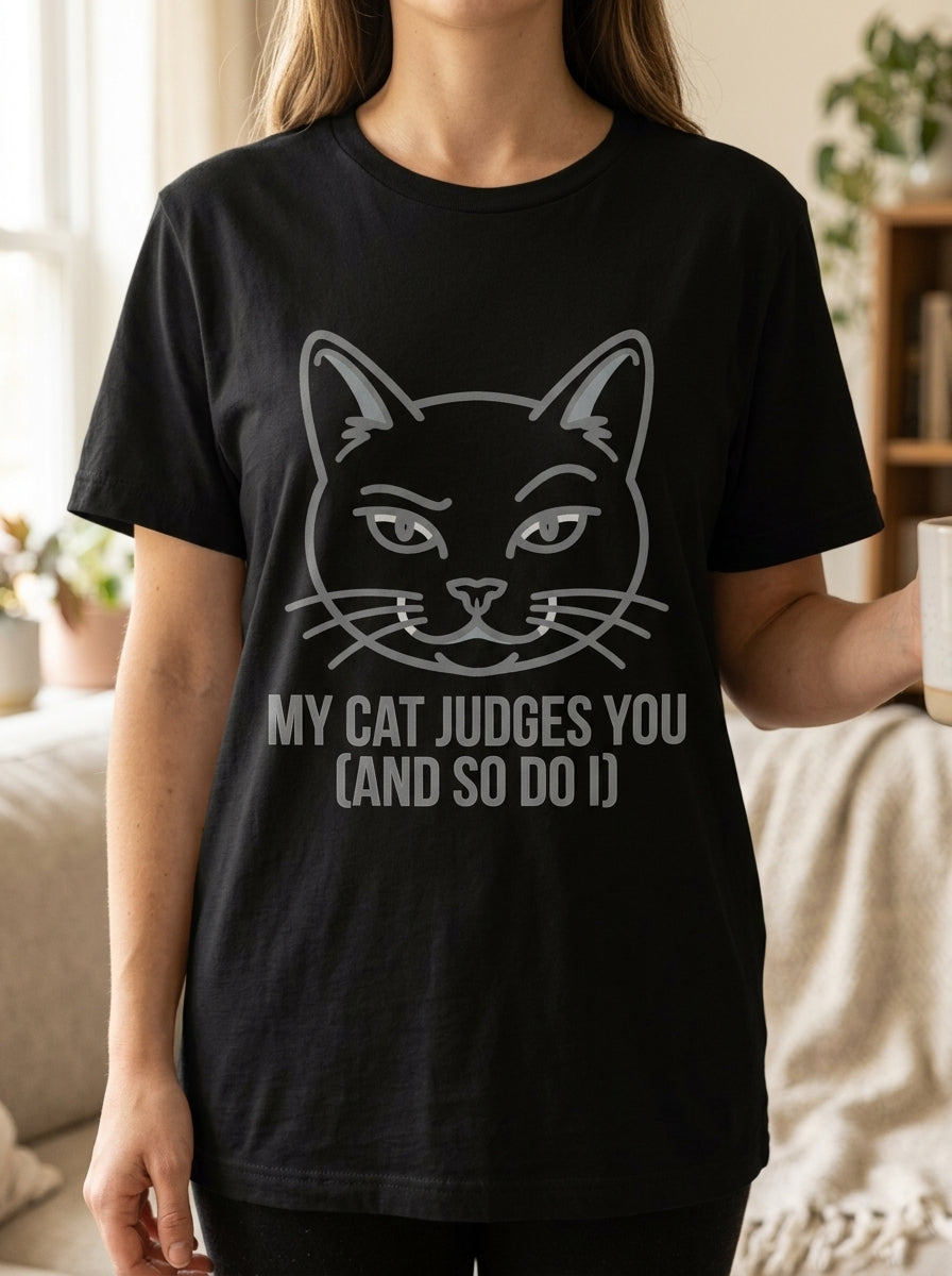 My Cat Judges You T-Shirt - Funny Cat Lover Graphic Tee Gift