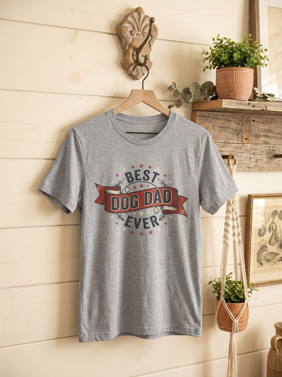 Best Dog Dad Ever Shirt - Vintage Dog Father Gift Tee for Pet Parents