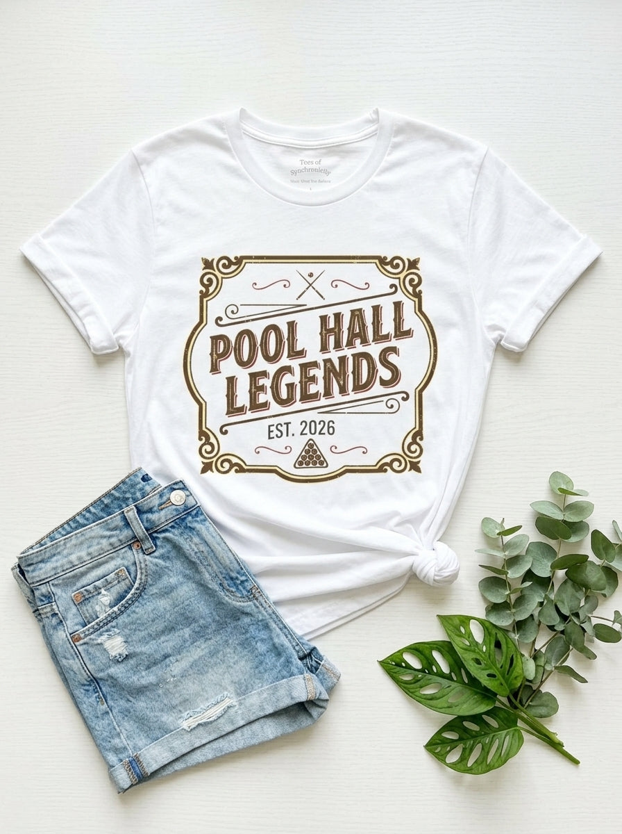 Pool Hall Legends Vintage Billiards T-Shirt - Classic Player Tee