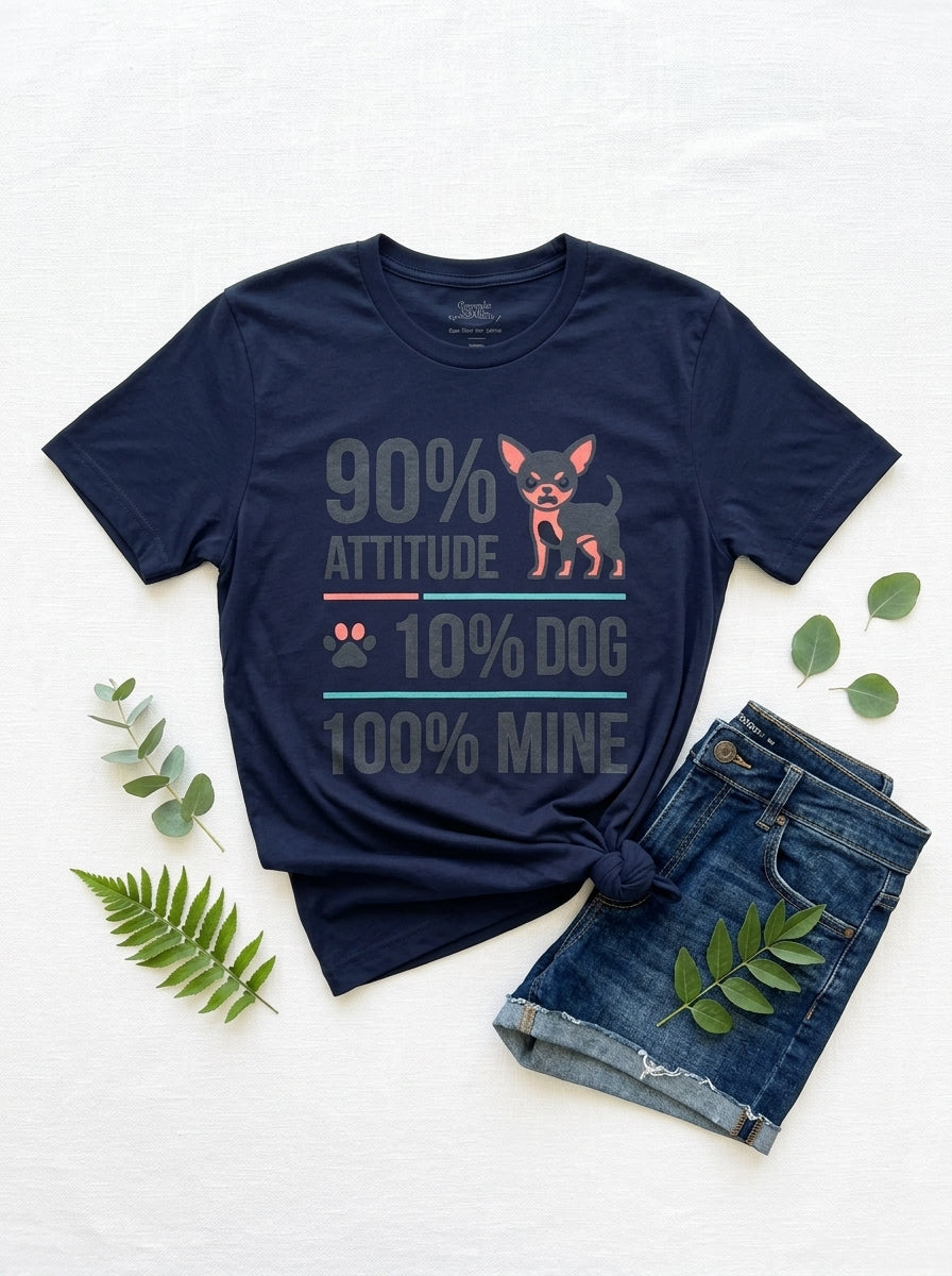 Chihuahua 90% Attitude Shirt - Funny Dog Personality Graphic Tee