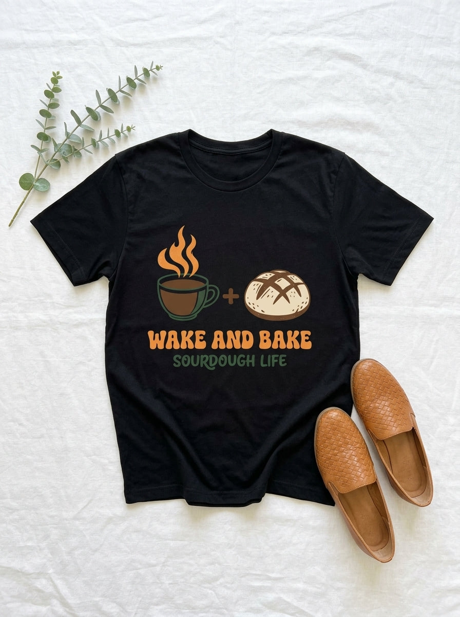 Wake and Bake Sourdough Shirt - Funny Bread Baker Coffee T-Shirt