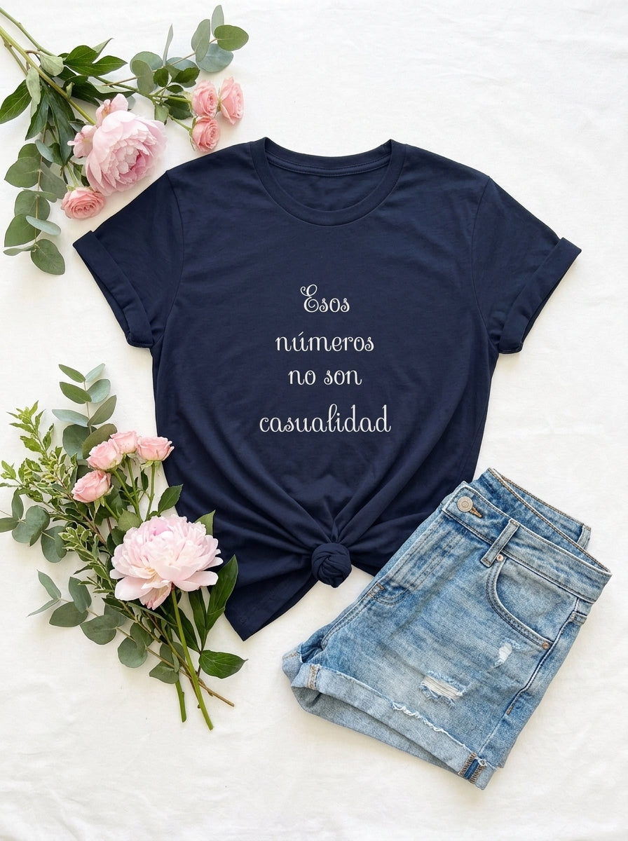 Women's Esos Números No Son Casualidad Shirt | Angel Numbers Spanish Spiritual Tee | Latino Heritage Mystic Gift